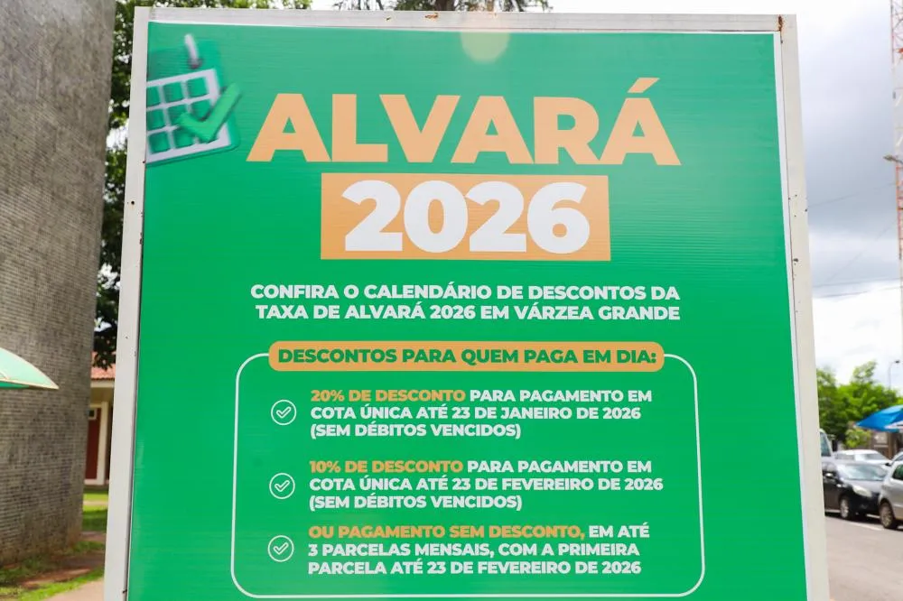 Prazo para pagamento de alvará com 20% de desconto em cota única encerra dia 23 de janeiro